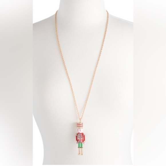 NWT Betsey Johnson Red and Green Nutcracker Pendant Necklace - Picture 2 of 2